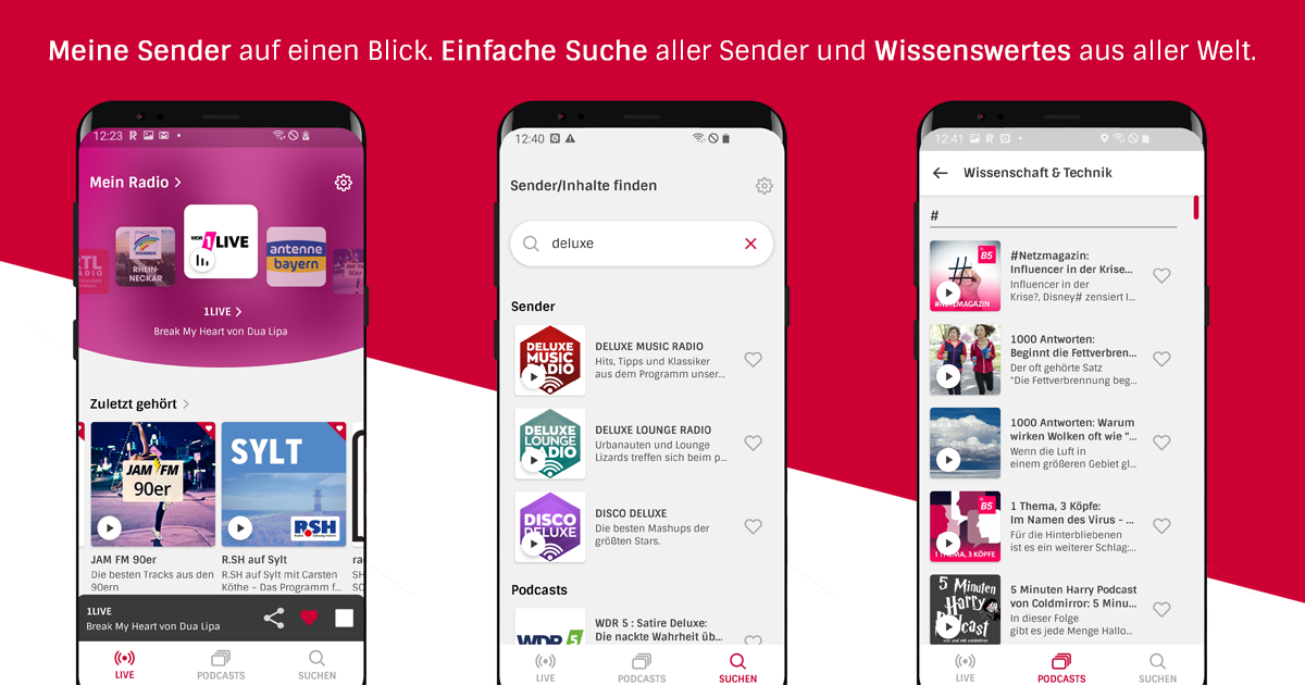 Kostenlose Radio App für Android radioplayer.de